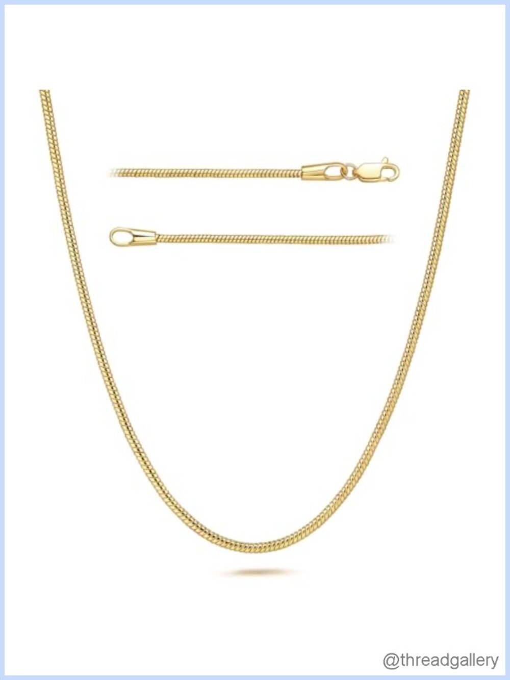 14K Gold Plated Snake Chain Necklace Women Minimalist 20in